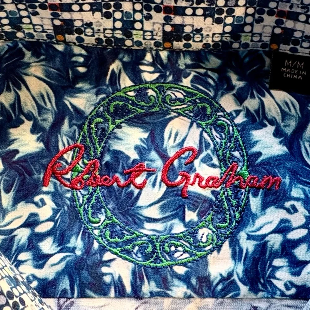 Robert Graham Banbury Flip Cuff 100% Cotton Floral Button Up Shirt Sz M🧡